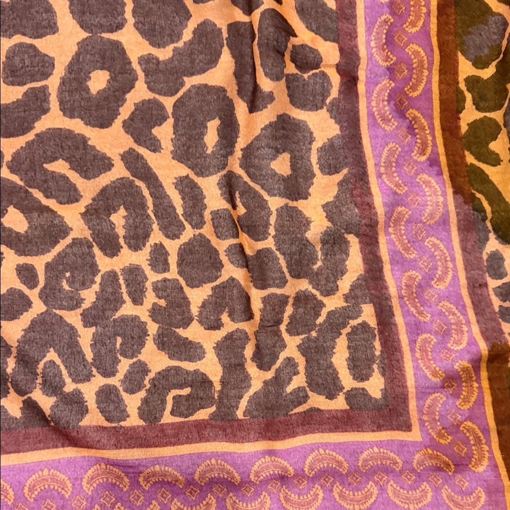 Theodora & Callum Animal Print Scarf with Pink and Brown - Picture 2 of 5